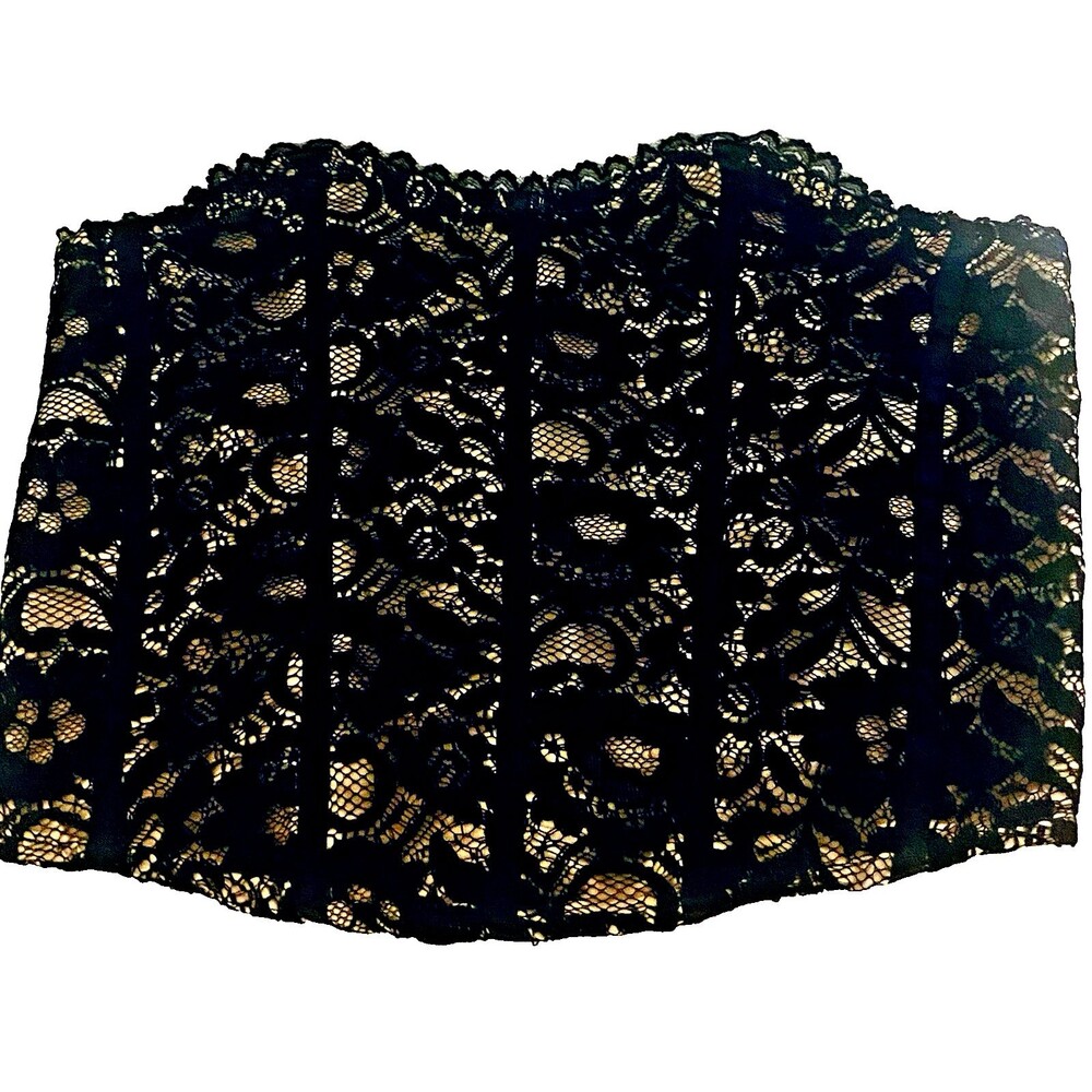 Womens Bustier Corset Black Sm Med Floral Lace Gothic Whimsigoth Vamp Dark Fairy